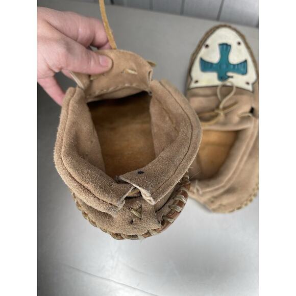 Vintage Native American Hand Painted Thunderbird Leather Moccasins 8.5/9 - Picture 5 of 7